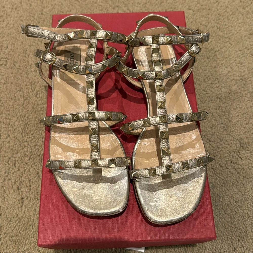 Valentino metallic gold rockstud sandals